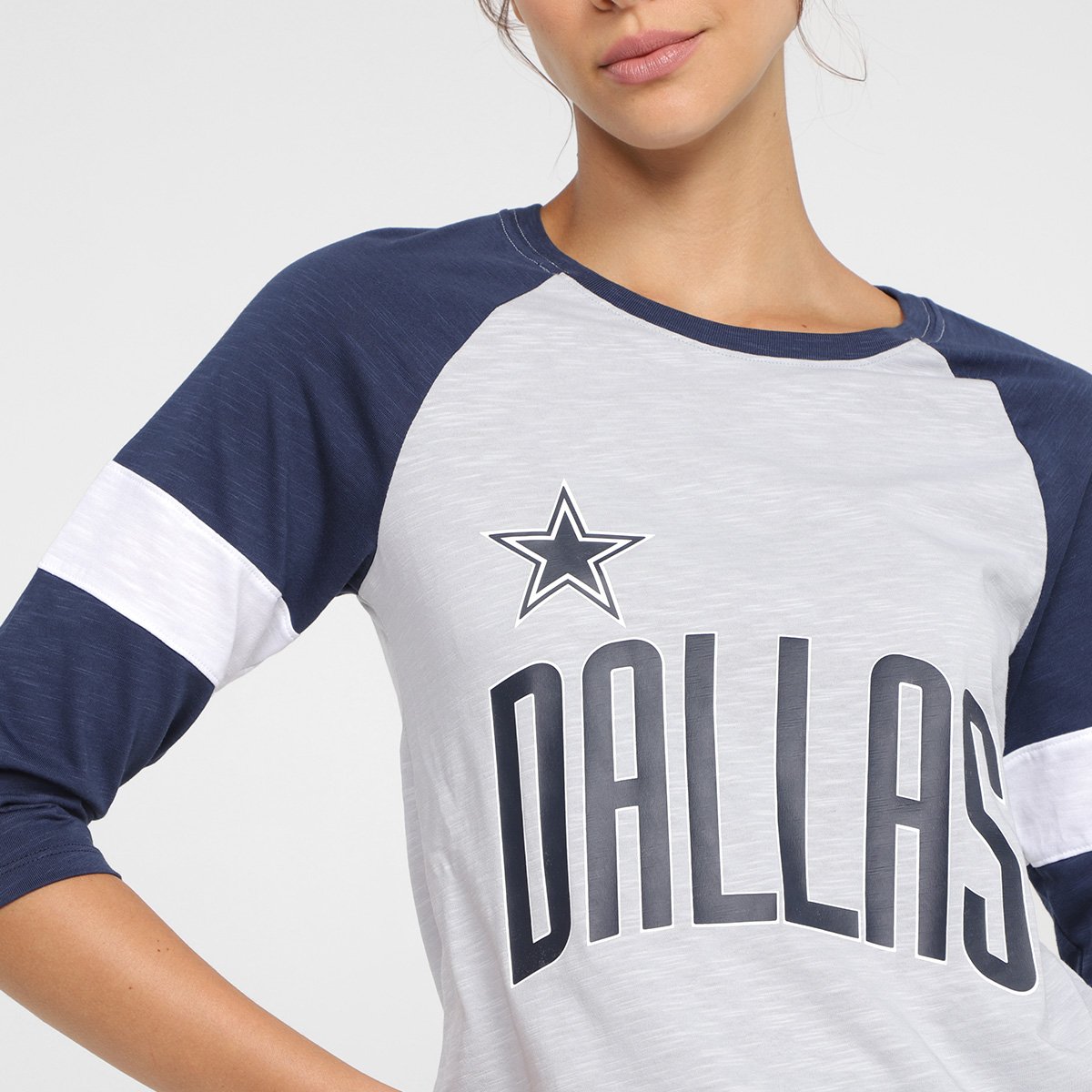 Camiseta Nike NFL Dallas Cowboys Slub 3Q Raglan Feminina - Tam: P - 2