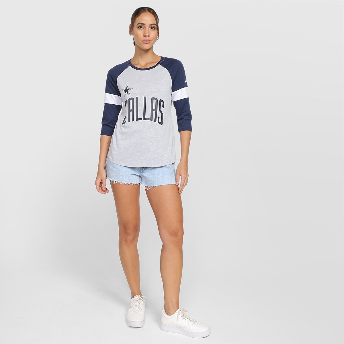 Camiseta Nike NFL Dallas Cowboys Slub 3Q Raglan Feminina - Tam: P - 3
