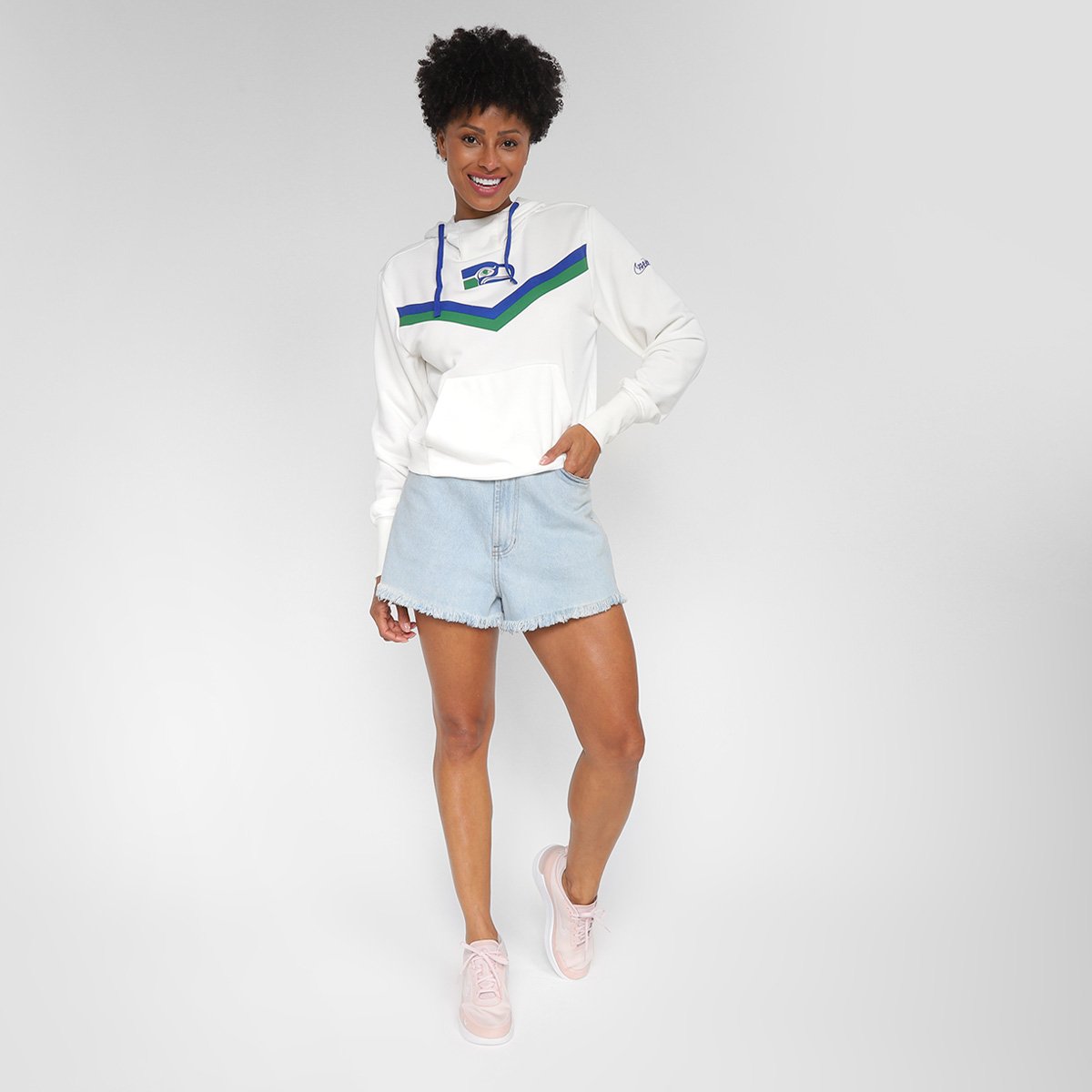 Blusa Moletom NFL Seattle Seahawks Historic Nike Dri-Fit Com Capuz Feminina - Tam: P - 3