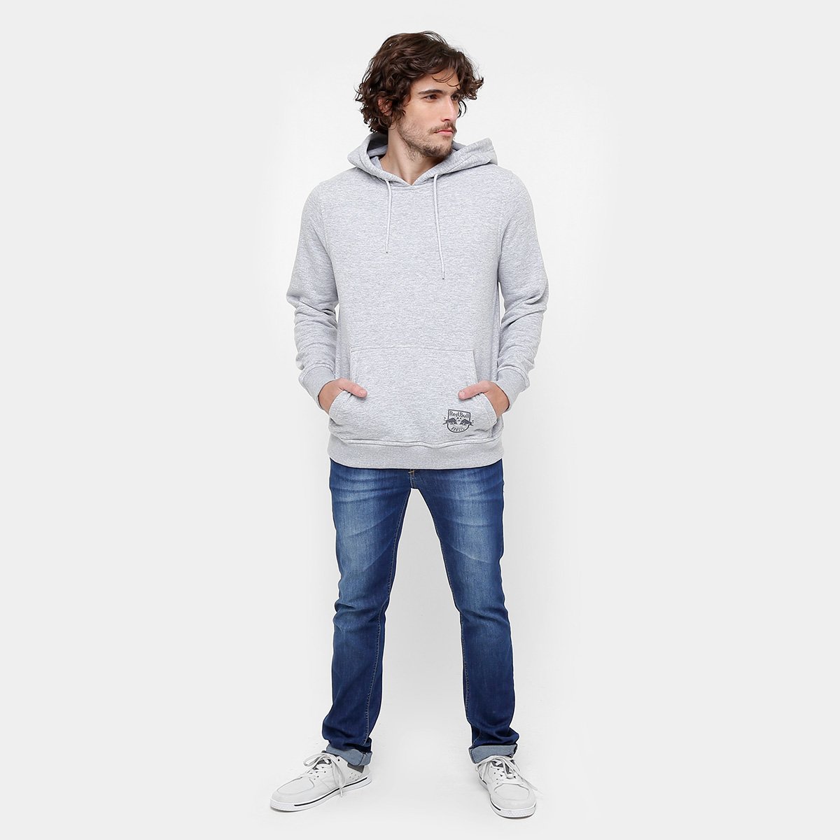 red moletom com capuz with white sleeves