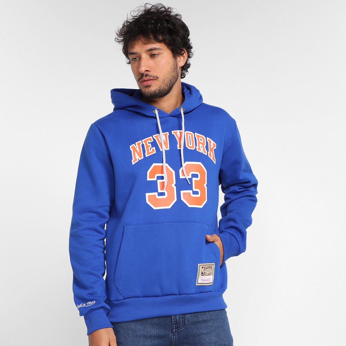 Moletom New York Knicks Patrick Ewing Mitchell & Ness Canguru Masculina