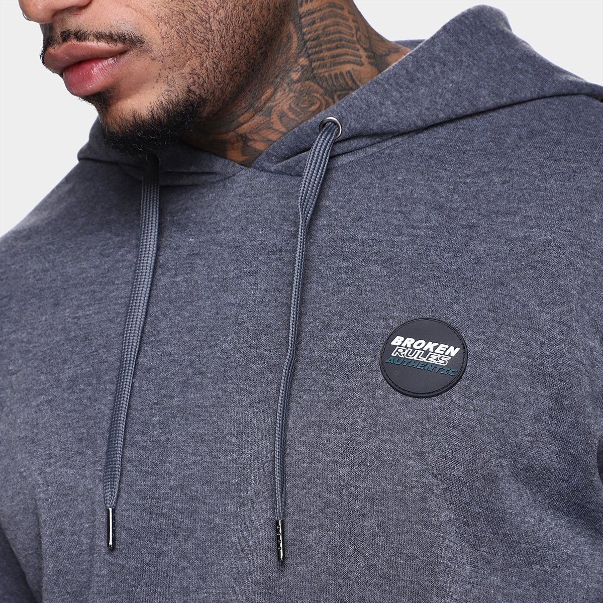 Moletom Broken Rules Patch Canguru Capuz Masculino - Tam: M - 2