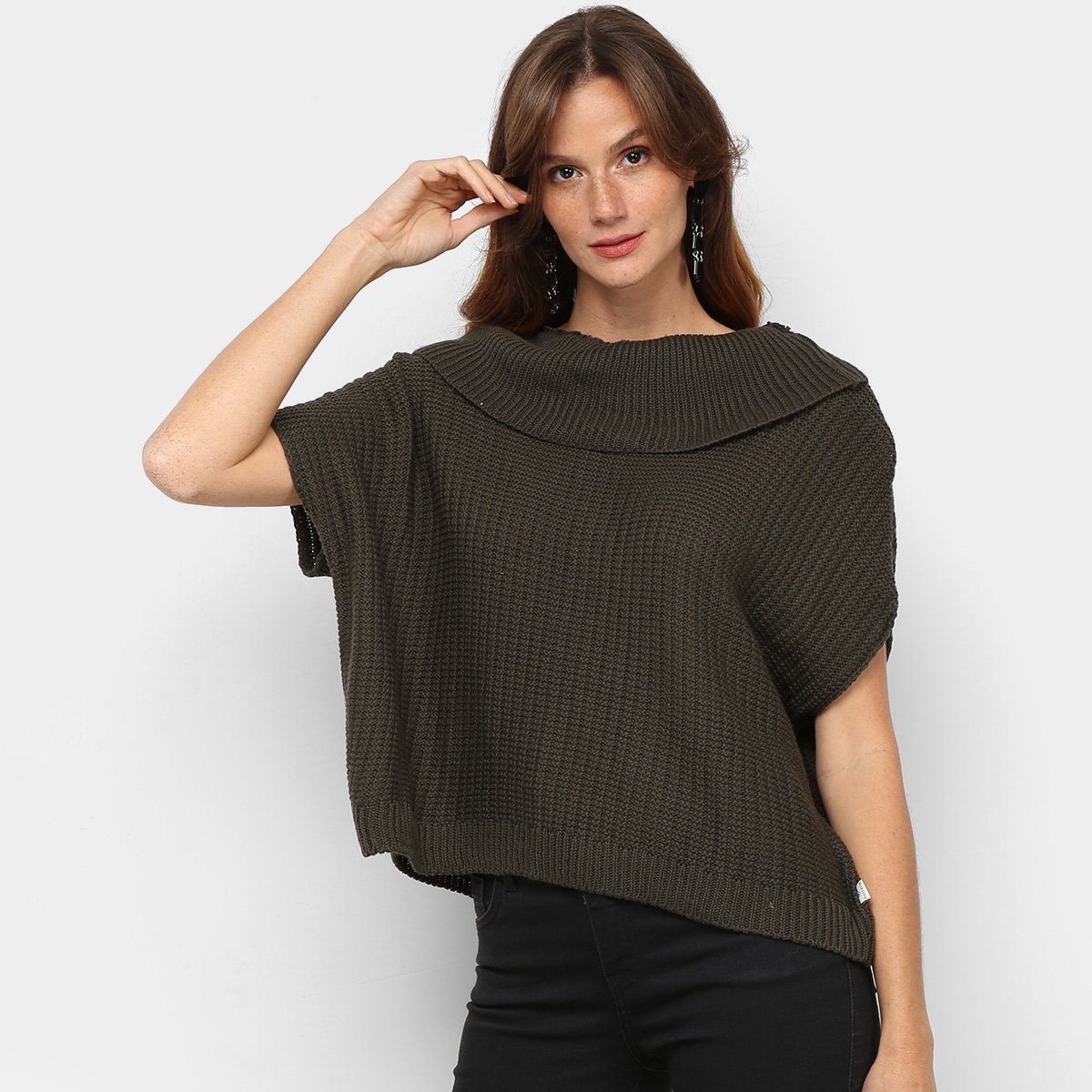 Blusa Mercatto Tricô Gola Larga Feminina