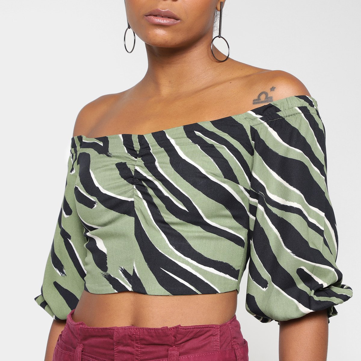 Top Cropped Ciganinha Mercatto Ferino Feminino - Tam: P - 2