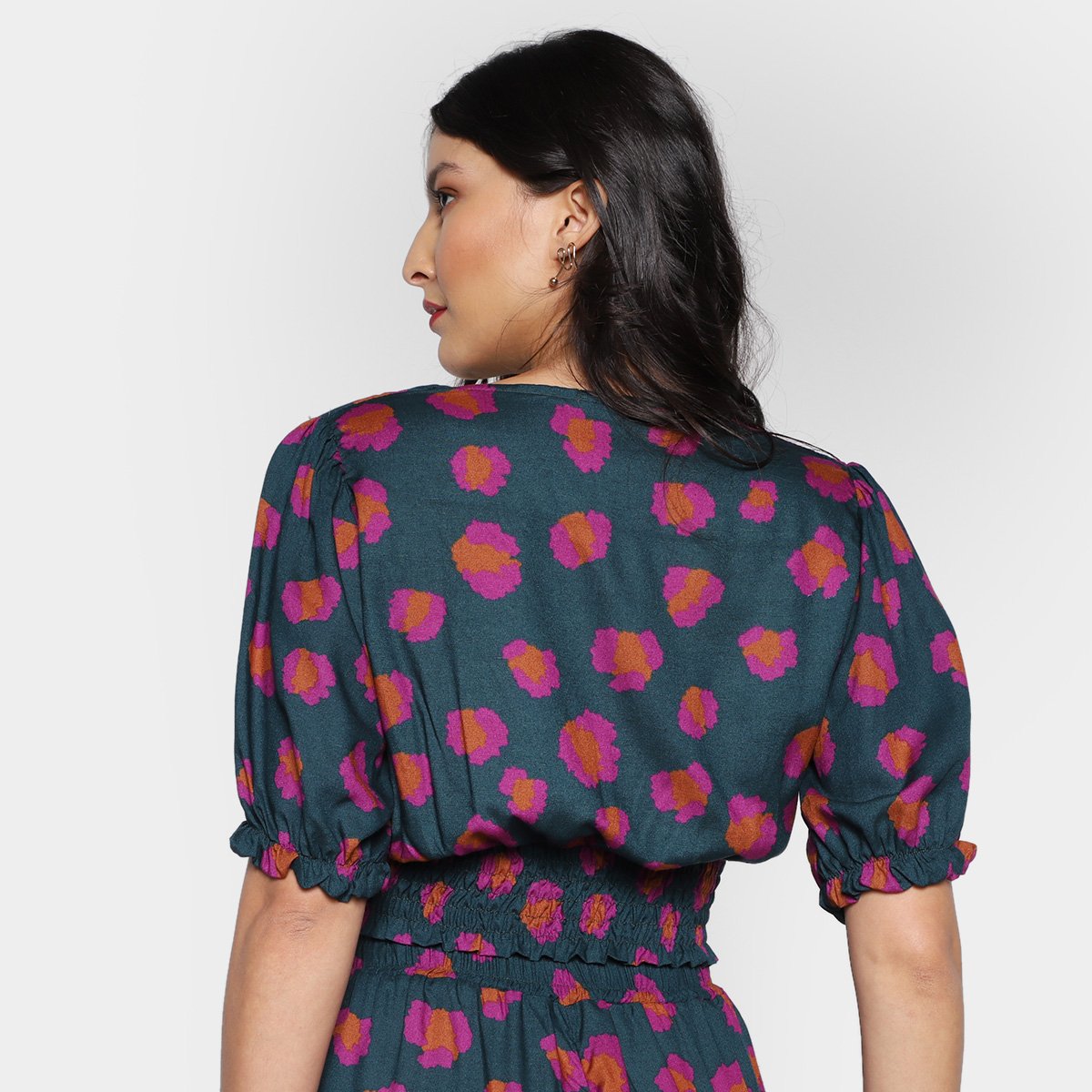 Blusa Cropped Mercatto Floral Decote V Feminina - Tam: P - 1