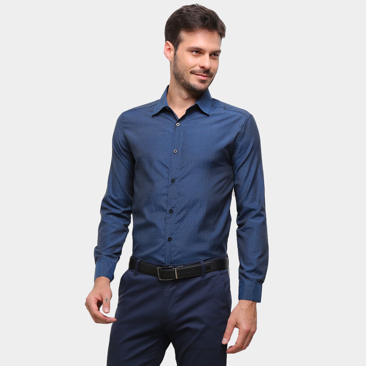 camisa social manga longa milano
