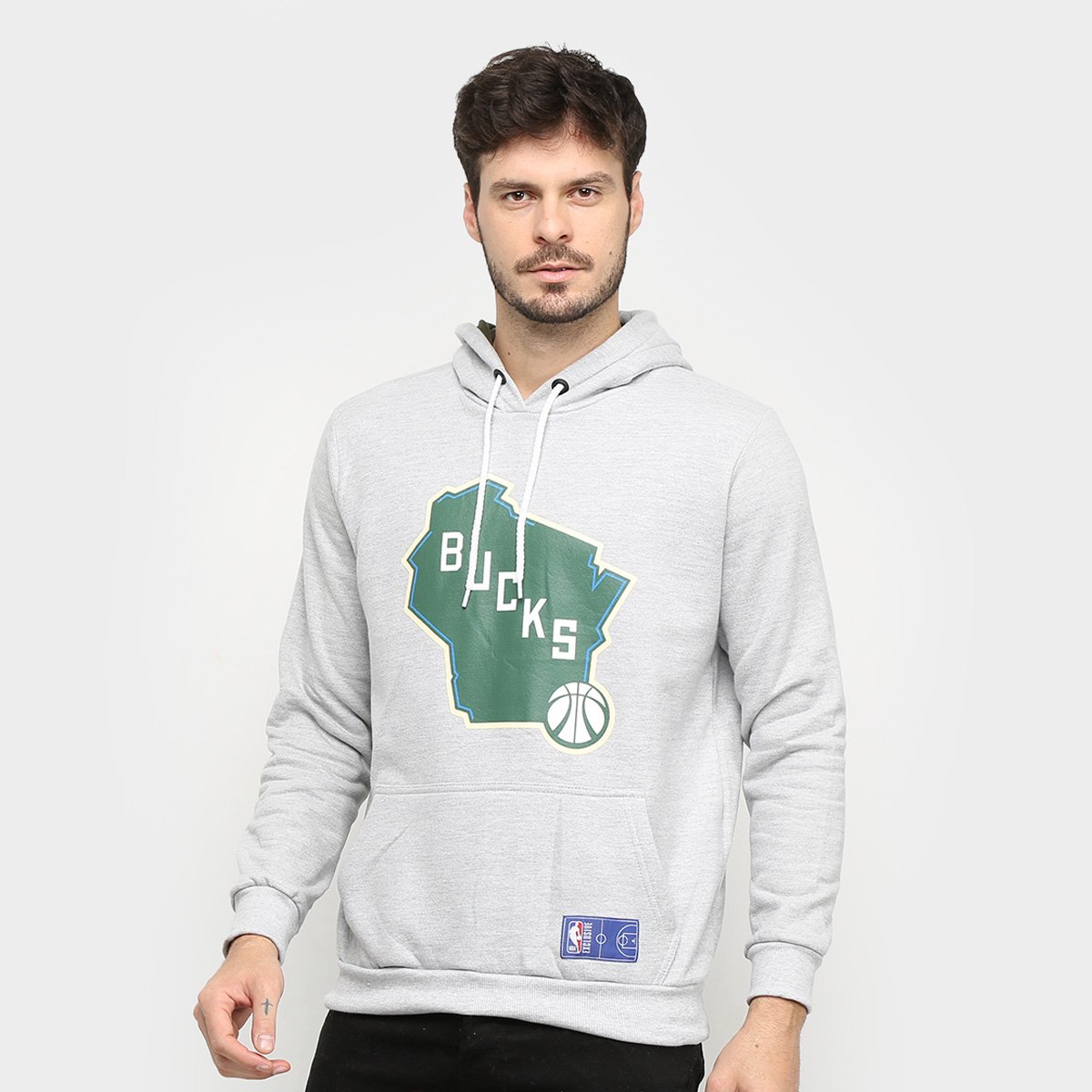 Moletom NBA Milwaukee Bucks Canguru Masculino