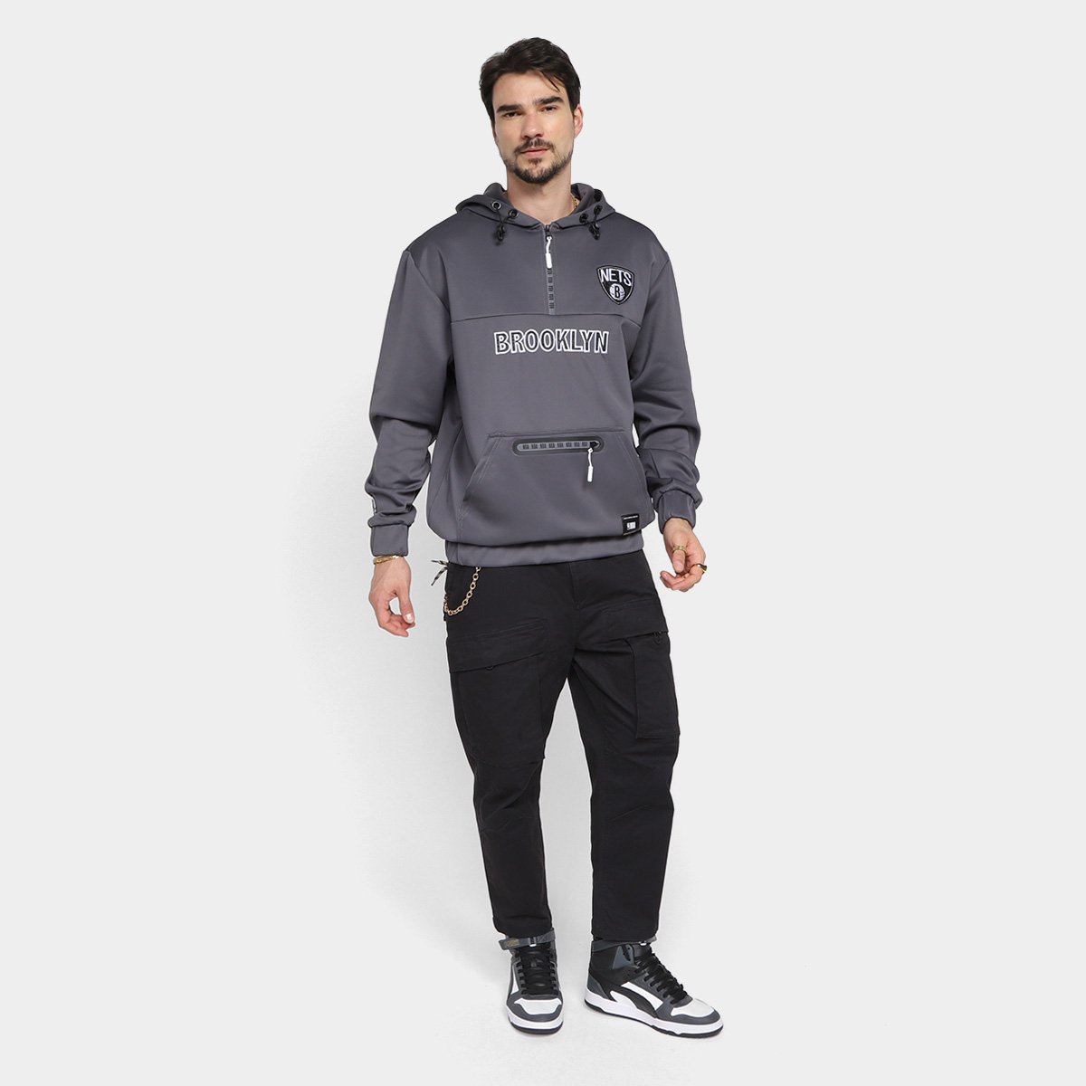 Moletom NBA Brooklyn Nets C/ Capuz Masculino - Tam: P - 3
