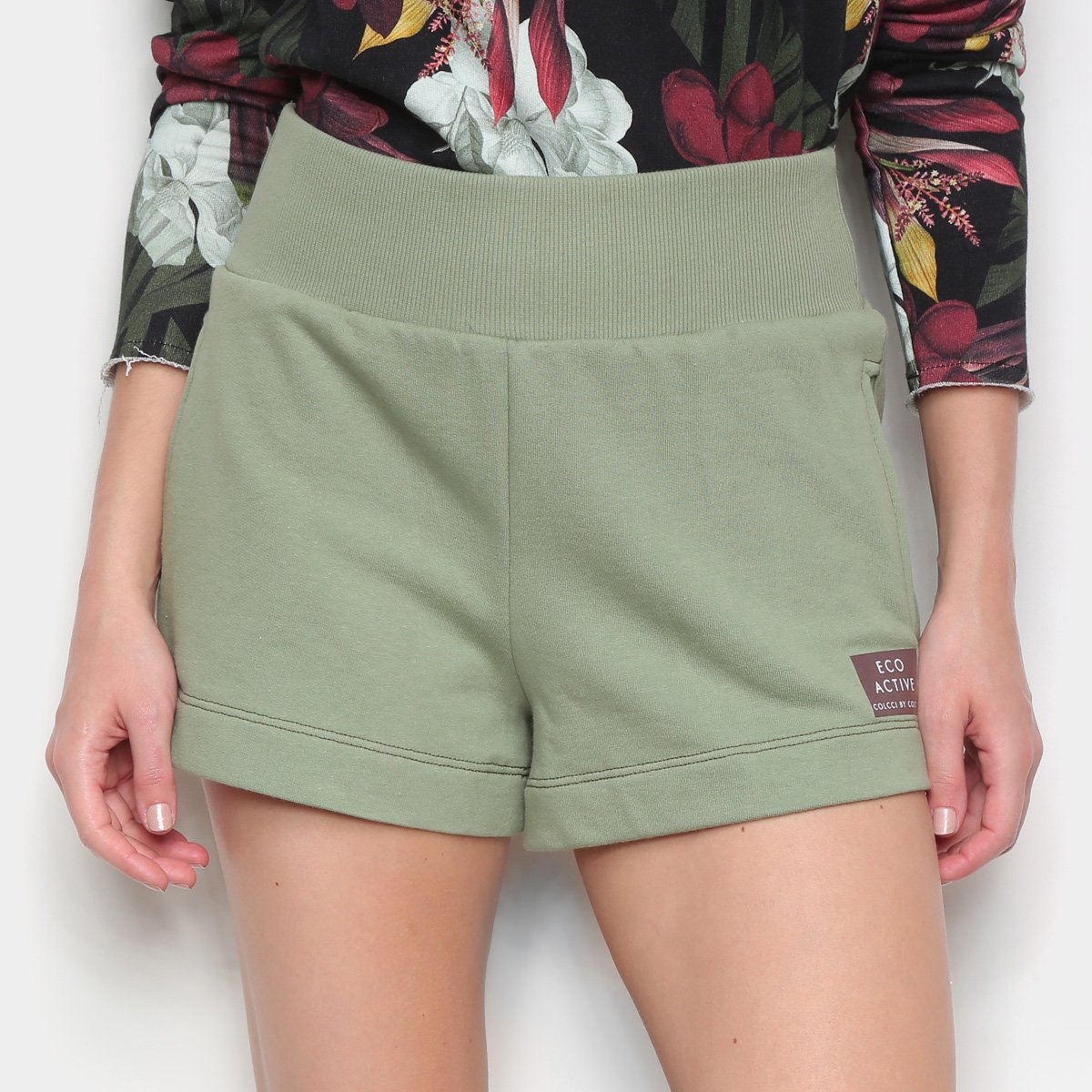 Short Moletom Colcci Fitness Eco Active Cintura Alta Feminino