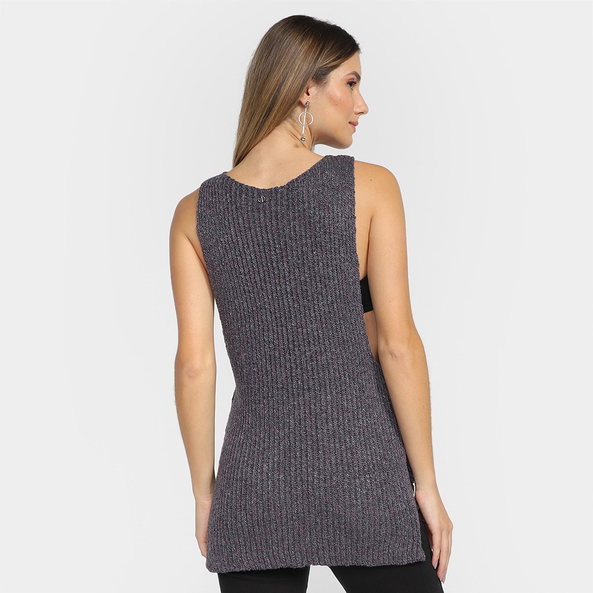 Colete Animale Jeans Tricô Lateral Aberta Feminino - Tam: G - 1