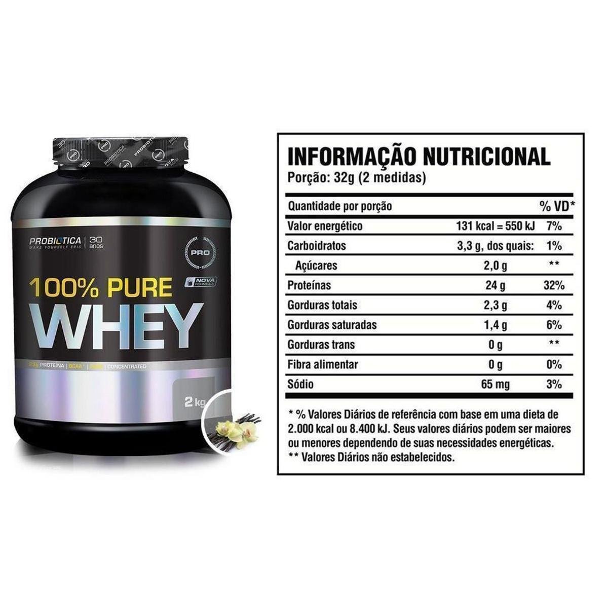 100% Pure Whey 2kg + Creatina 300g - Probiótica - Morango | Netshoes