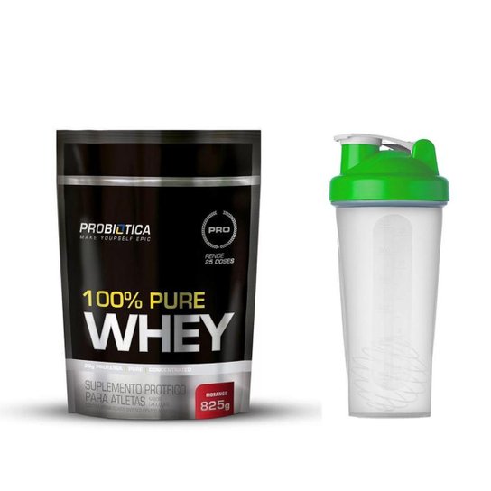 100% Pure Whey Protein 825g Probiotica + Coqueteleira Verde 600ml Simples é ruim? 100% Pure Whey Protein 825g Probiotica + Coqueteleira Verde 600ml Simples é boa?