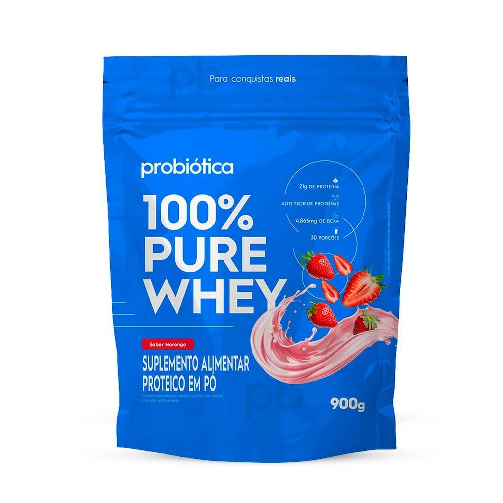 100% Pure Whey Refil 900g Probiótica Proteína WPC