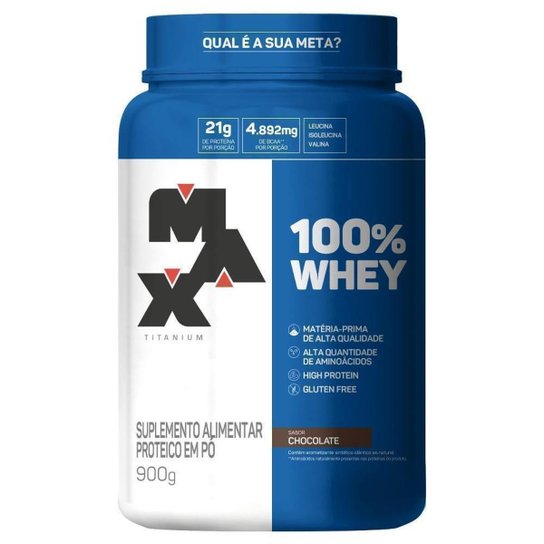 100% Whey 900g Pote Max Titanium Menor preço em 100% Whey 900g Pote Max Titanium