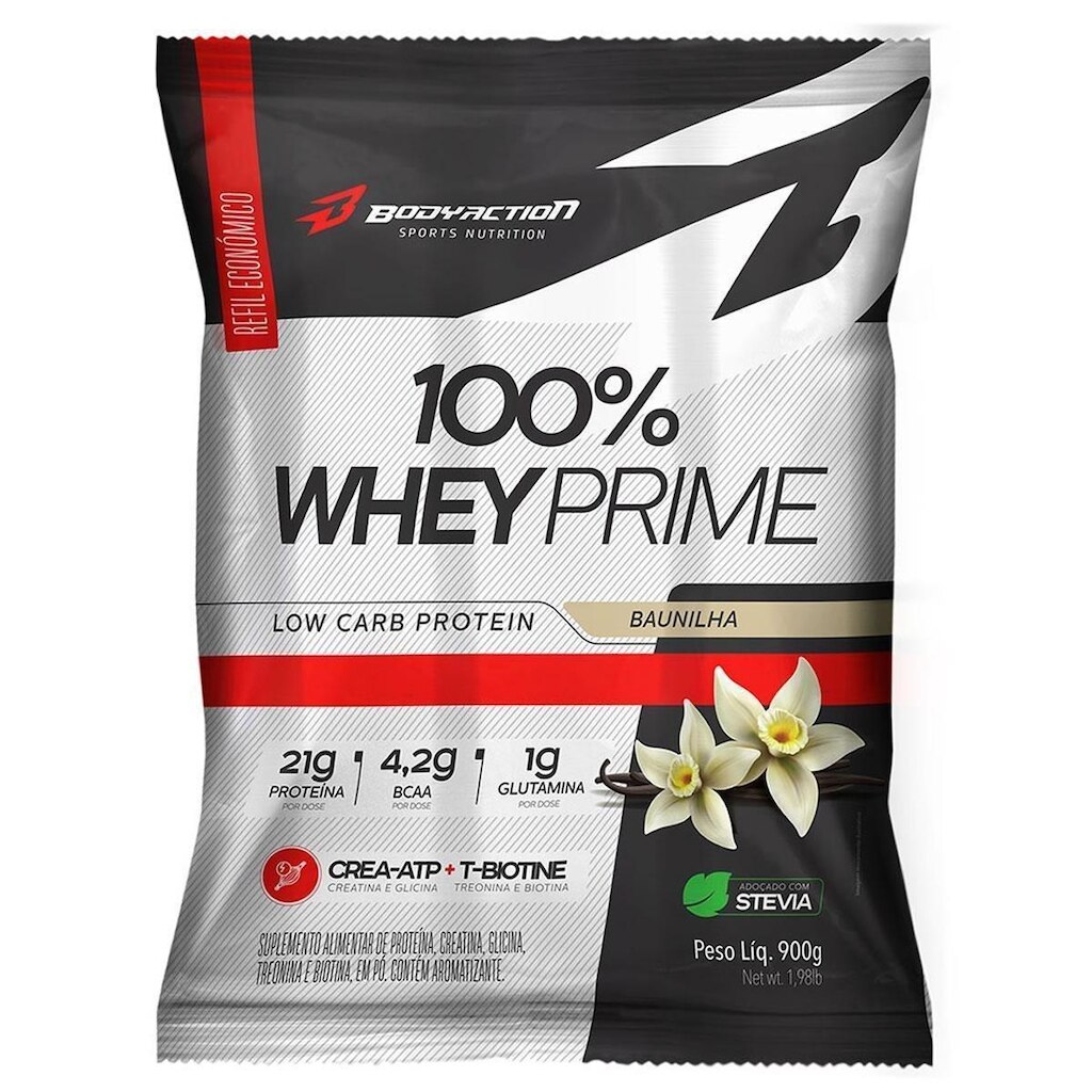 100% WHEY PRIME REFIL 900G - BODY ACTION (BAUNILHA)