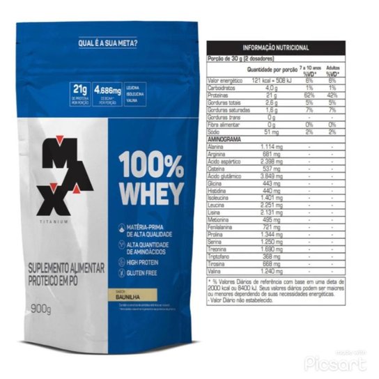 100 Whey Refil (900G) Max Titanium Baunilha Netshoes