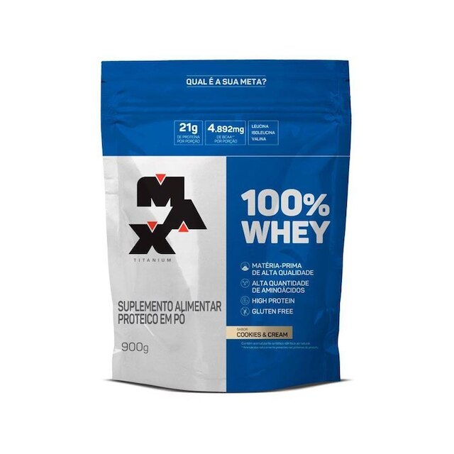 100% Whey Refil 900g Sabor Cookies & Cream - Max Titanium - Incolor