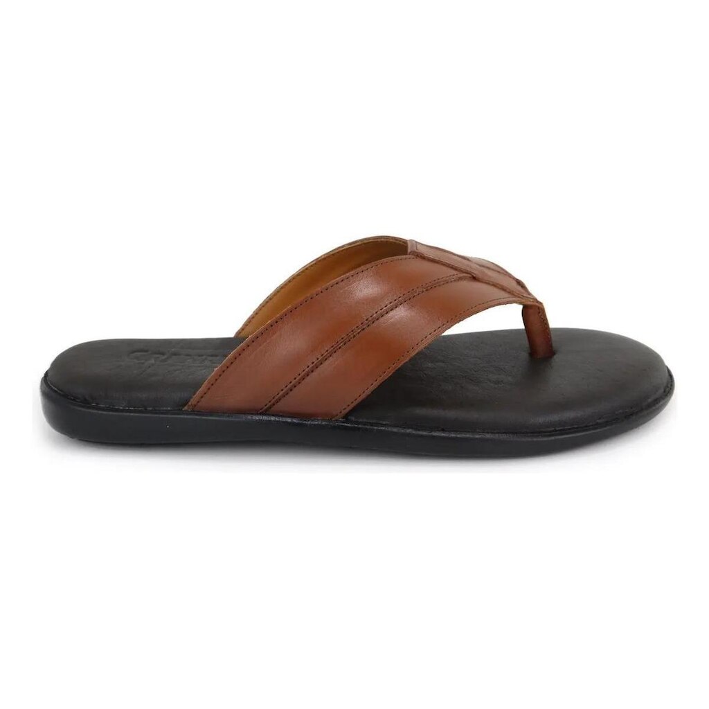 105GRA-Chinelo Masculino em couro forrado sola borracha