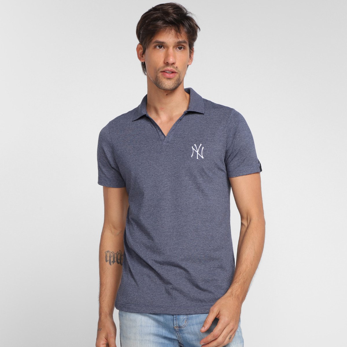 Camisa Polo MLB New York Yankees New Era Fashion Icon Stripes Masculina