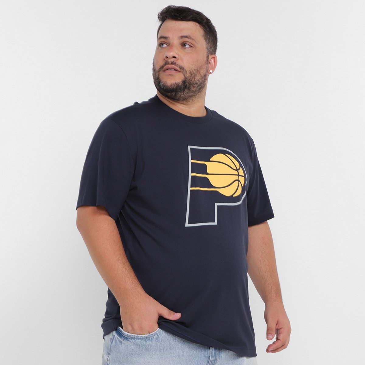 Camiseta NBA New Era  Plus Size Indiana Pacers Basic Logo Masculina