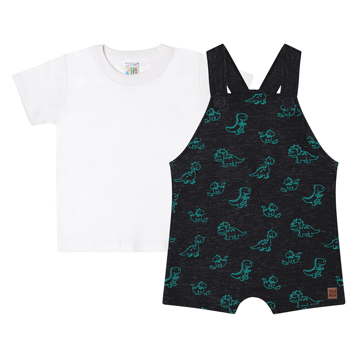 Conjunto Macacão Jardineira Infantil Pulla Bulla Jet Dino Masculino