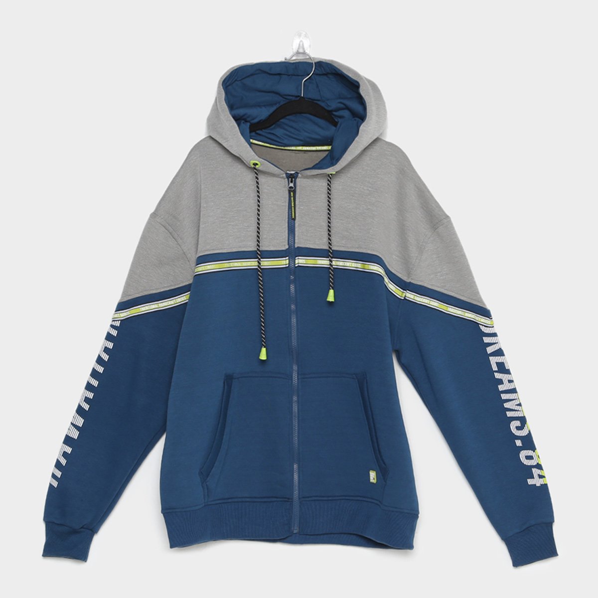 Moletom HD Lettering Colorblock Plus Size Masculino