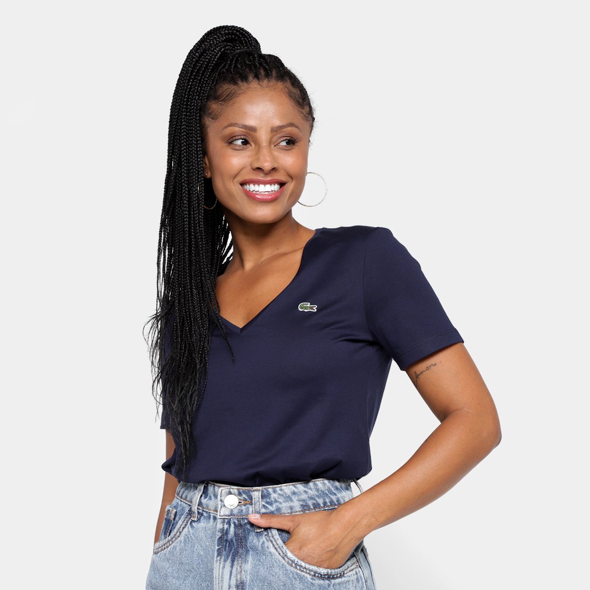 Camiseta Lacoste Gola V Feminina