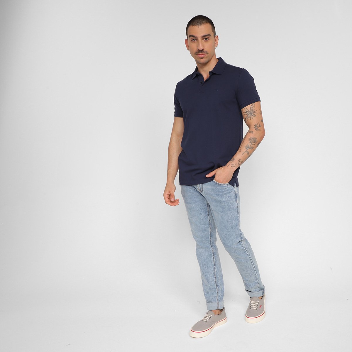 Camisa Polo Slim Calvin Klein Casual Masculina - Tam: M - 3