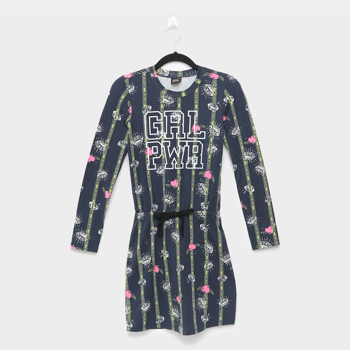 Vestido Juvenil Gloss Girl Power Manga Longa