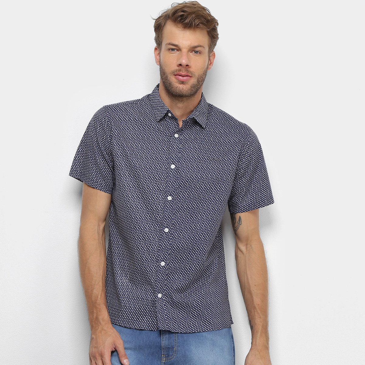 Camisa Colcci Classic Estampada Manga Curta Masculina