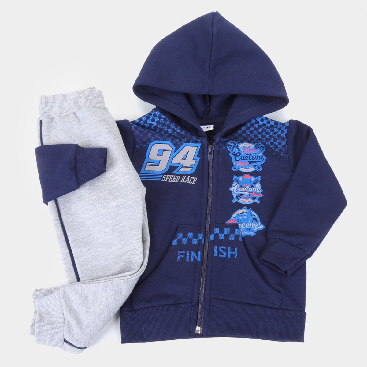 Conjunto Moletom Bebê Fakini Cars Peluciado Com Capuz