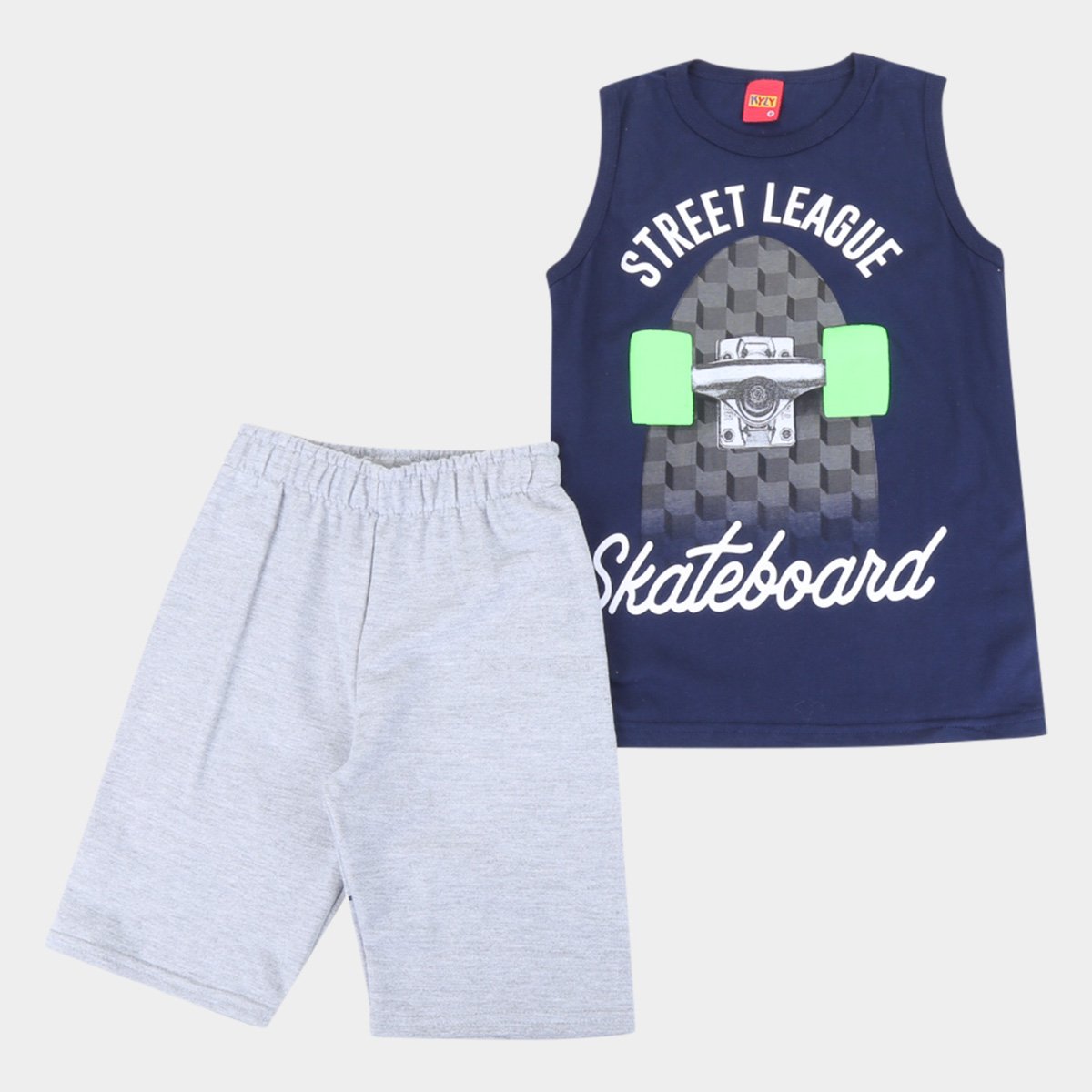 Conjunto Infantil Kyly Regata E Bermuda Moletom Skateboard Masculino