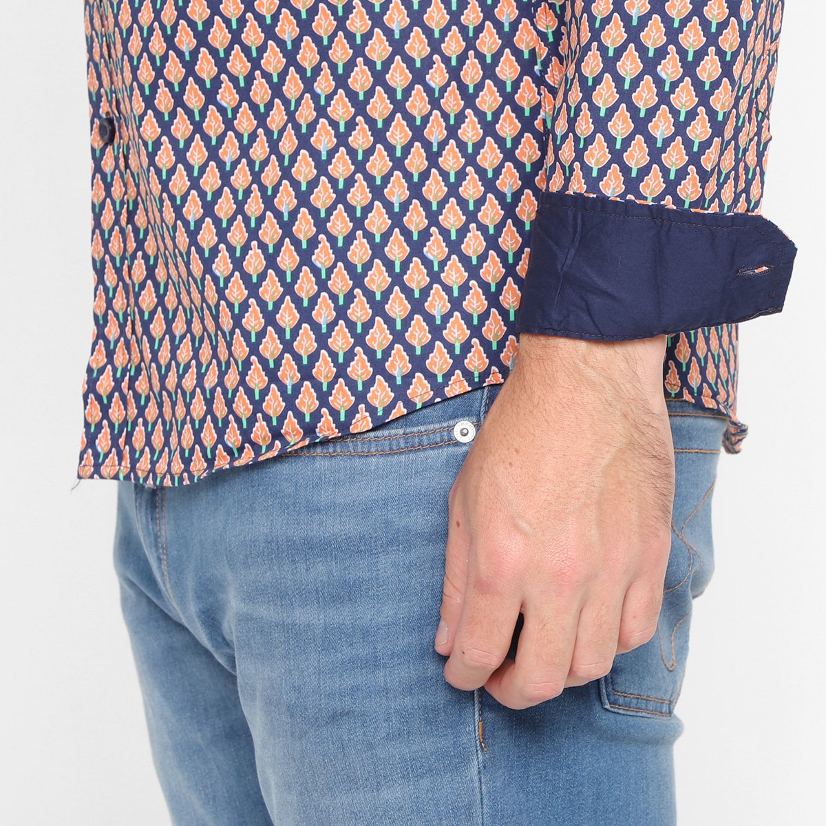 Camisa Manga Longa Pacific Blue Estampada Masculina - Tam: P - 2