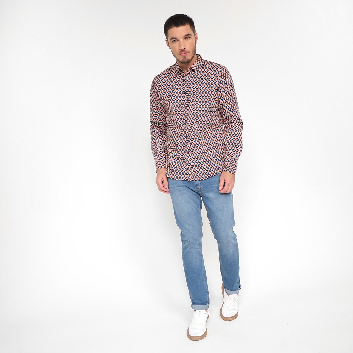 Camisa Manga Longa Pacific Blue Estampada Masculina - Tam: P - 3