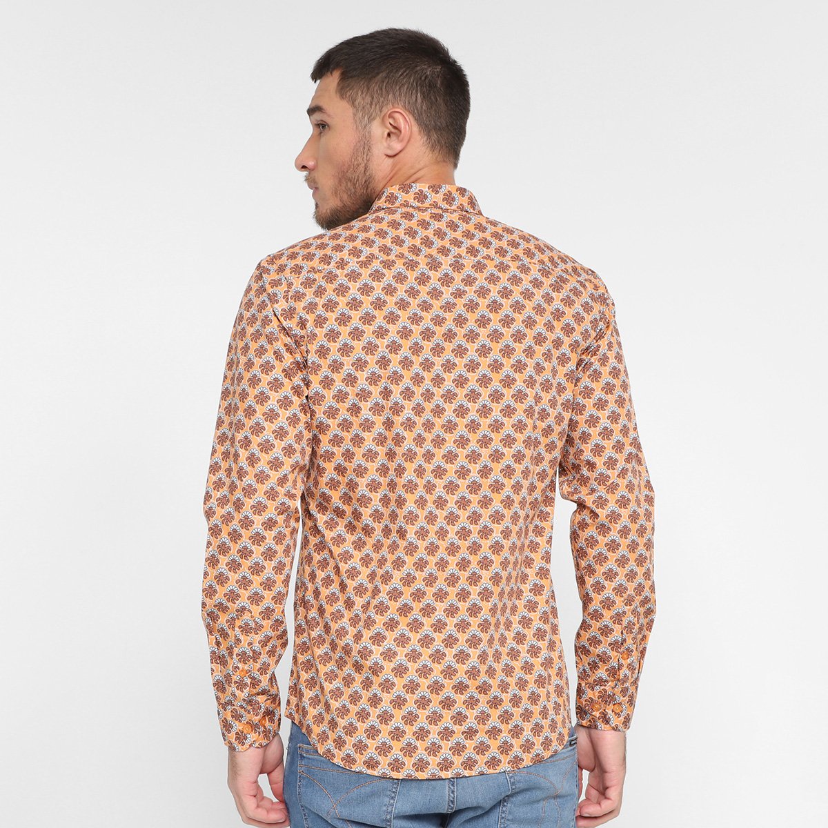 Camisa Manga Longa Pacific Blue Estampada Masculina - Tam: P - 1