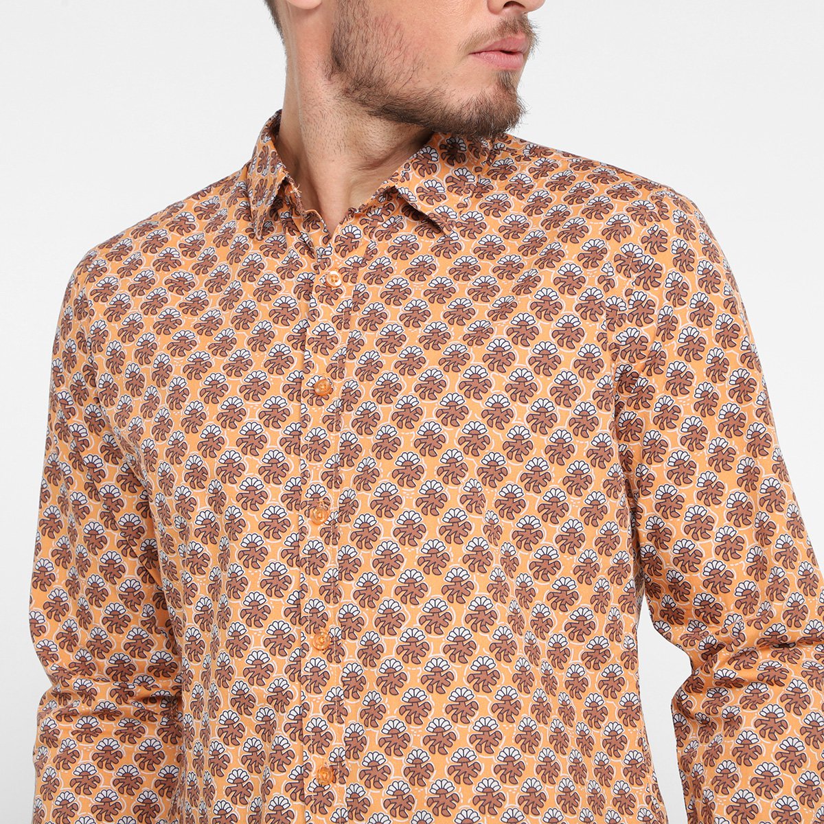 Camisa Manga Longa Pacific Blue Estampada Masculina - Tam: P - 2