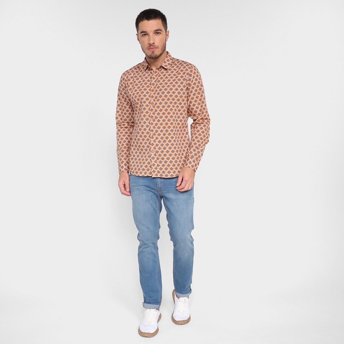 Camisa Manga Longa Pacific Blue Estampada Masculina - Tam: P - 3