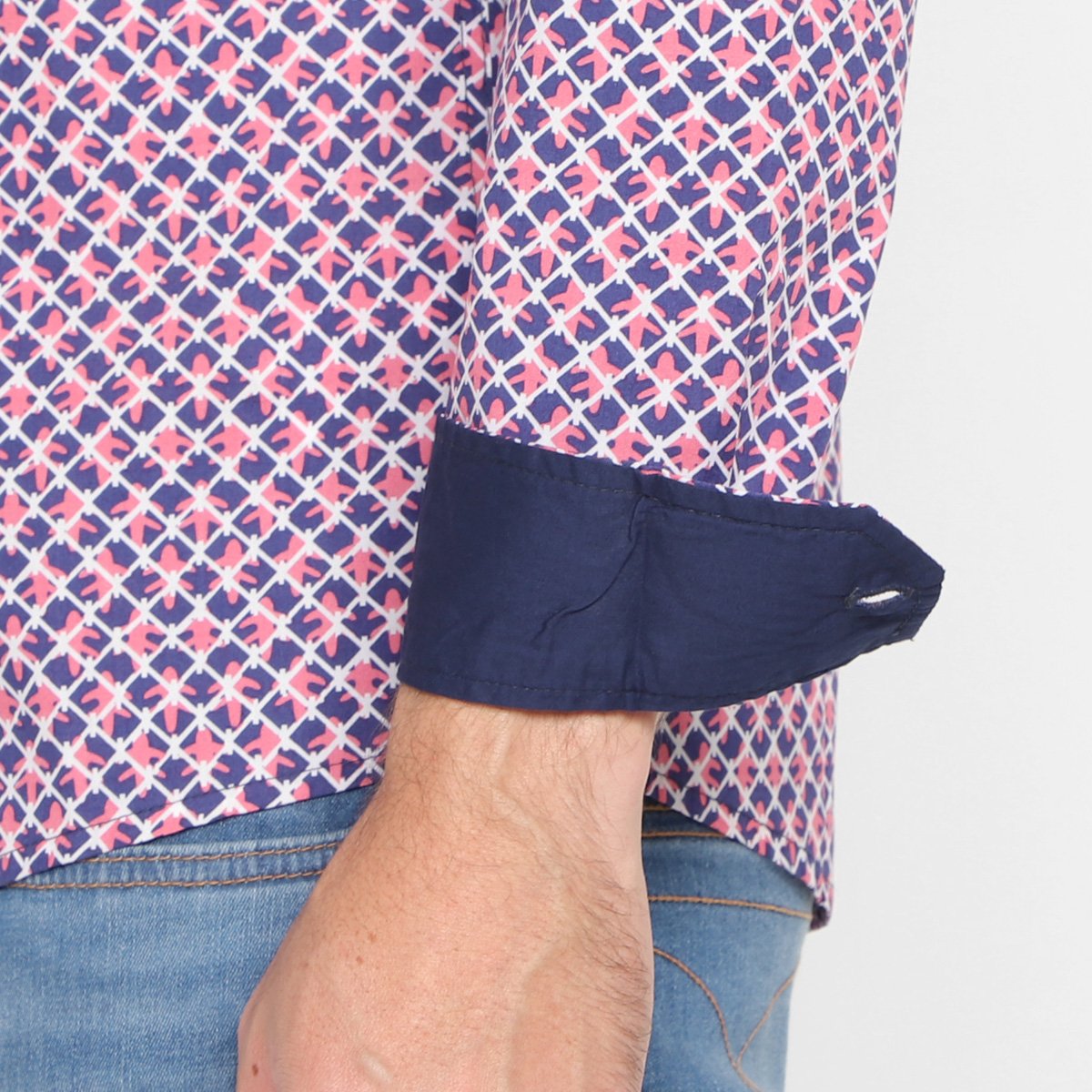 Camisa Manga Longa Pacific Blue Estampada Masculina - Tam: P - 2