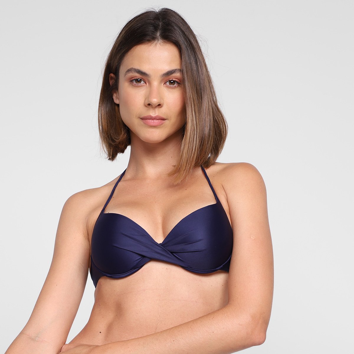 Top Biquini Com Bojo Água Doce Decote Transpassado Microfibra Beach