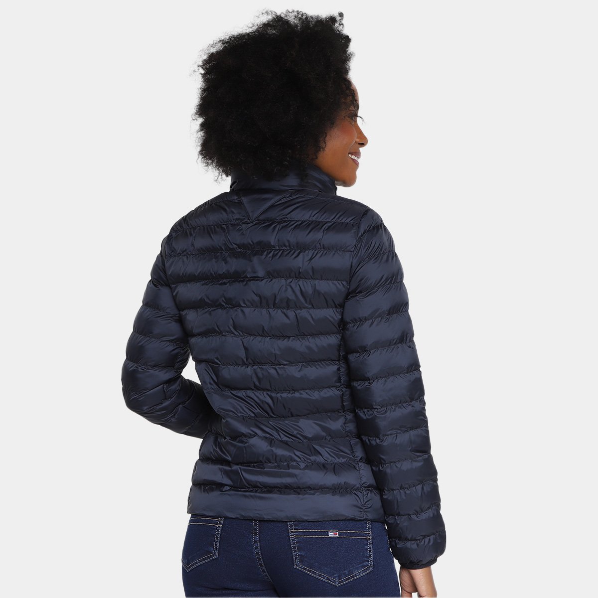Jaqueta Puffer Tommy Hilfiger Padded Global Stripe Com Capuz Feminina - Tam: M - 2