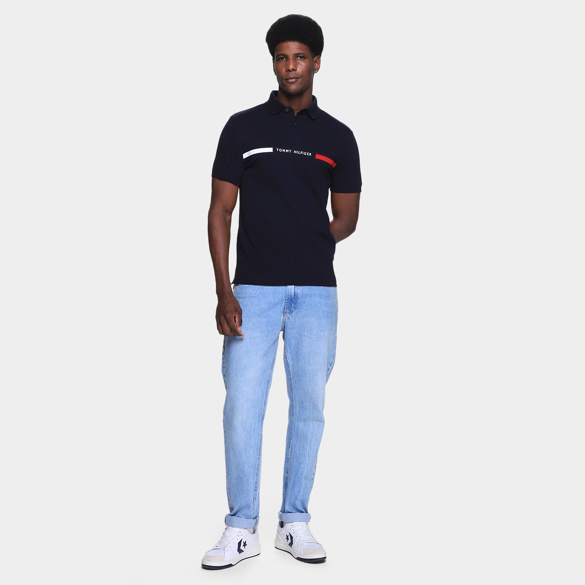 Camisa Polo Tommy Hilfiger Chest Insert Masculina - Tam: M - 3
