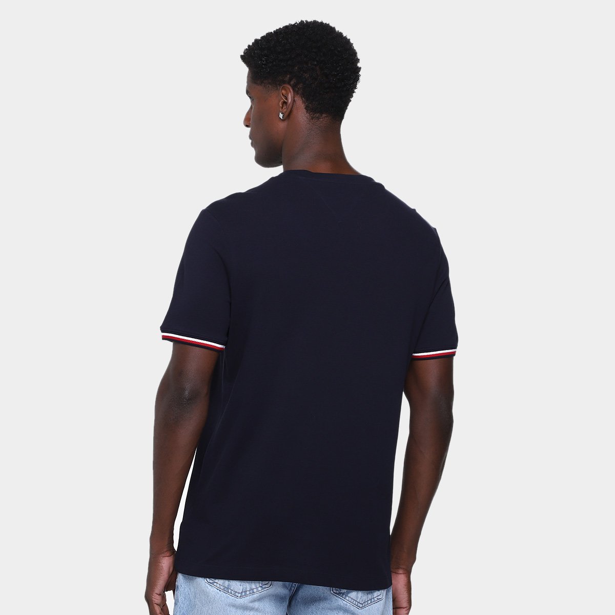 Camiseta Tommy Hilfiger Global Stripe Cuff Masculina - Tam: G - 1