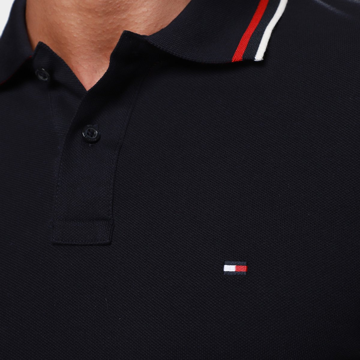 Camisa Polo Tommy Hilfiger Slim Fit Cuff Interest Masculina - Tam: M - 2
