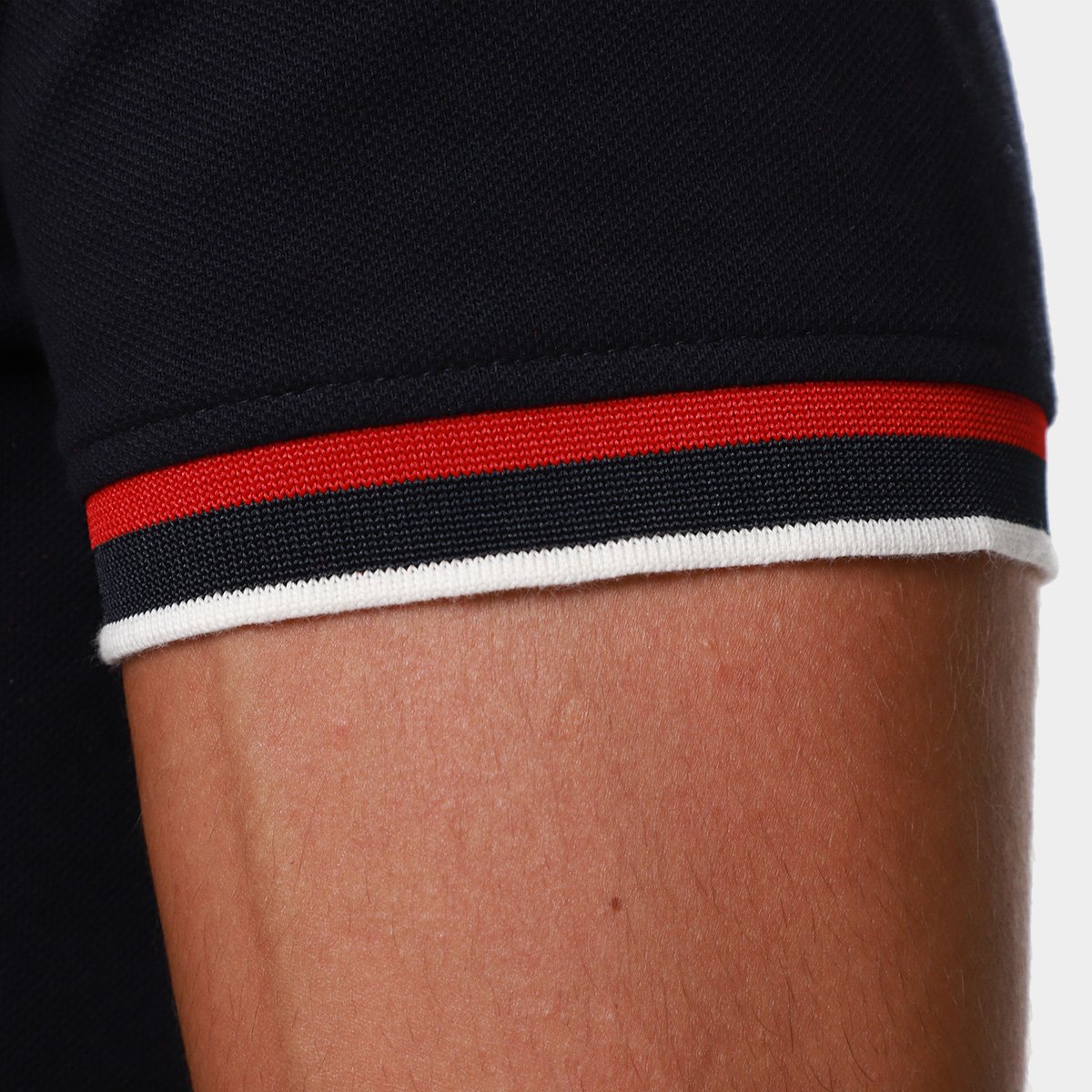 Camisa Polo Tommy Hilfiger Slim Fit Cuff Interest Masculina - Tam: M - 3