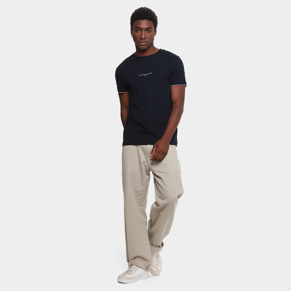 Camiseta Tommy Hilfiger Tipped Masculina - Tam: G - 5