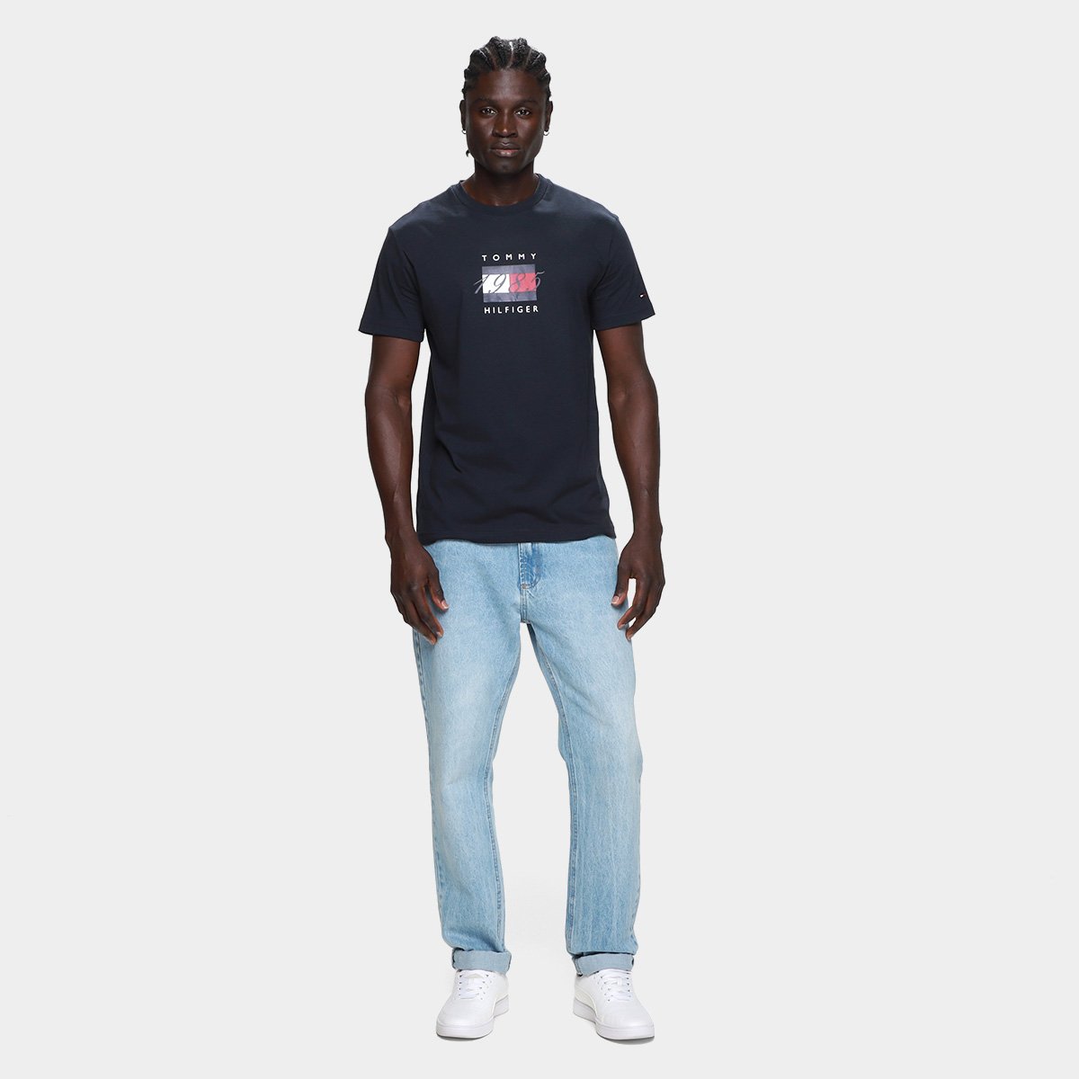 Camiseta Tommy Hilfige Linear Flag Graphic Masculina - Tam: M - 3