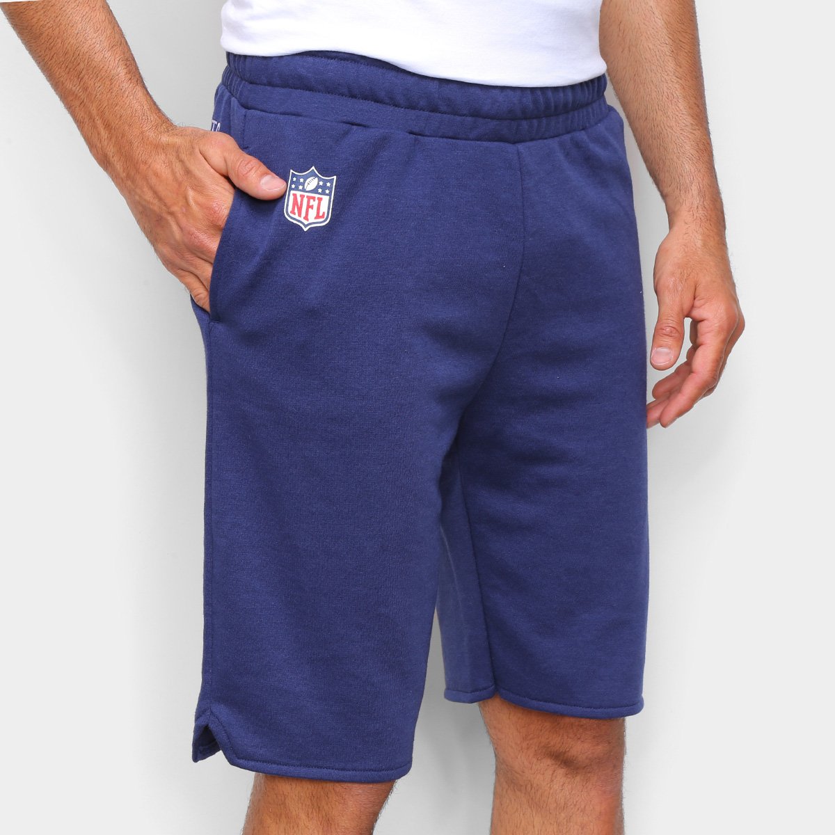 Bermuda Moletom NFL New England Patriots New Era Revisited Masculina