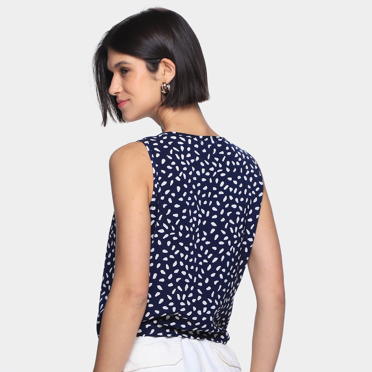 Regata Dom Fashion Recorte e Amarração Estampada Feminina - Tam: P - 1