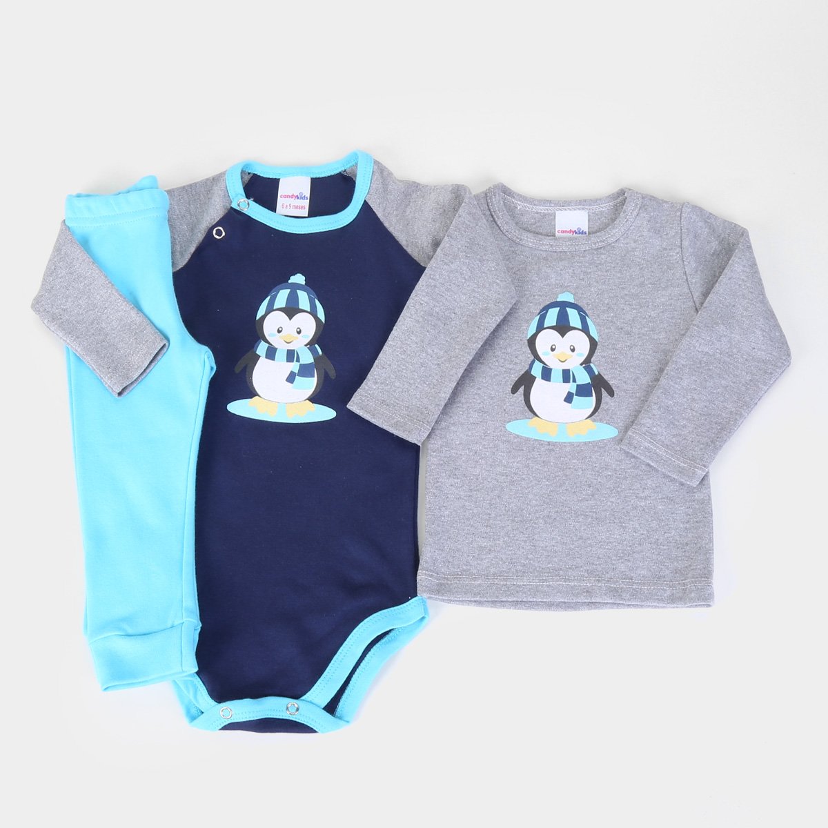 Conjunto Bebê Candy Kids Animals Body + Blusa Masculino