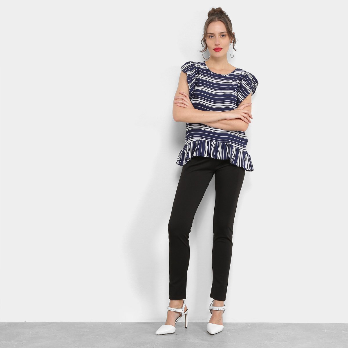 Blusa Miose Listrada Babados Feminina - Tam: M - 2
